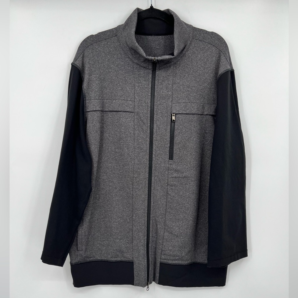 Lululemon Post Gravity Jacket 3/4 Sleeve Heathered Black Gray Grey Full Zip XXL